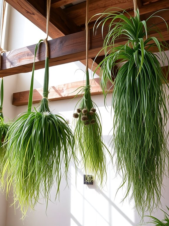 playful hanging grass bouquets