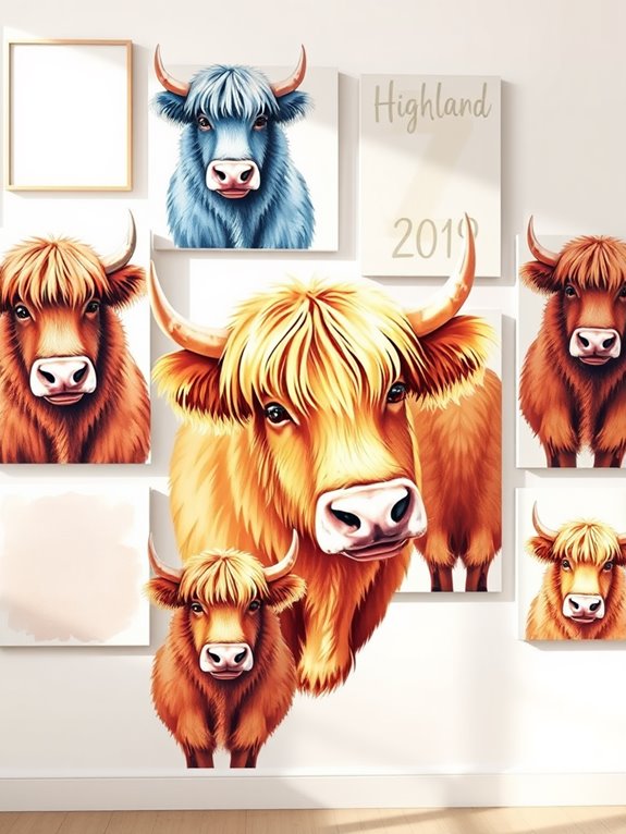 playful highland cow art