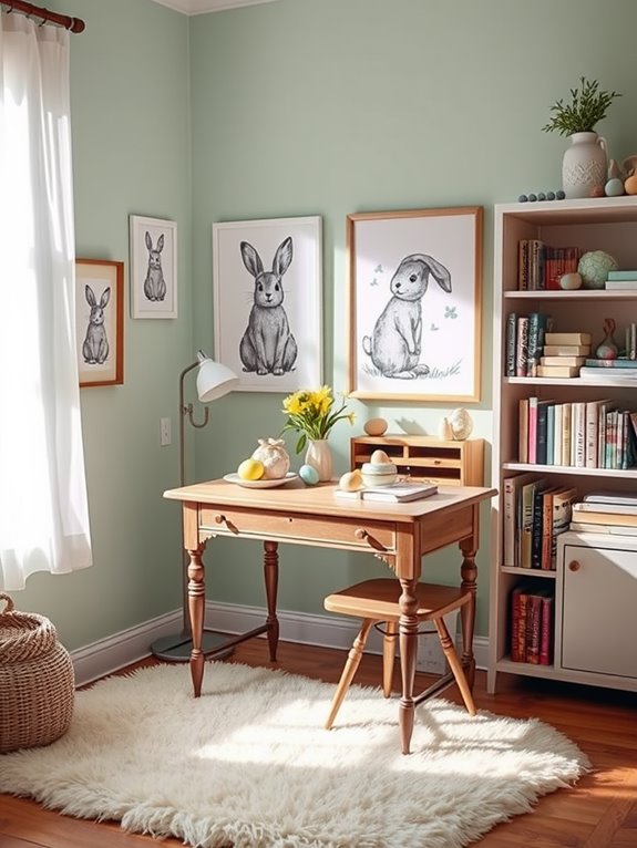 playful rabbit themed artwork