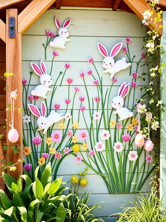 playful rabbit wall decor
