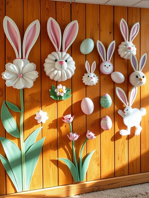 playful rabbit wall decor