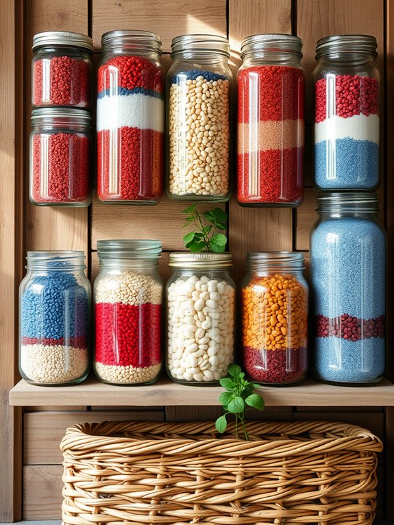 red white blue jars