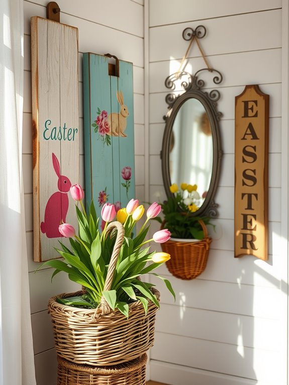 retro easter decor signs
