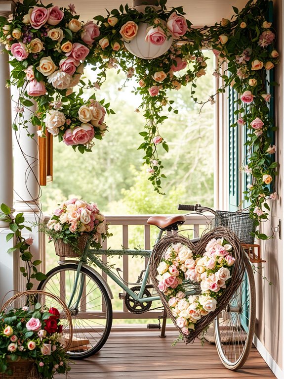romantic floral arrangements displayed