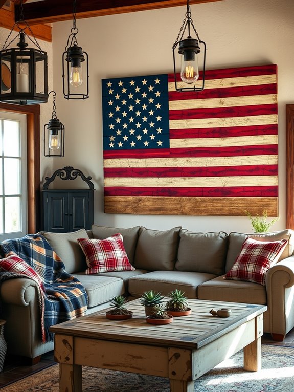 rustic american flag decor