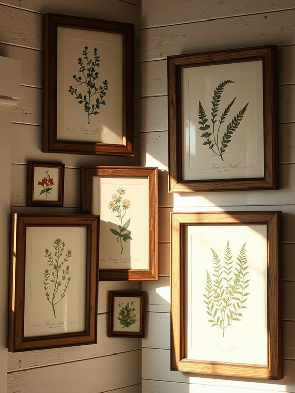 rustic framed botanical artwork