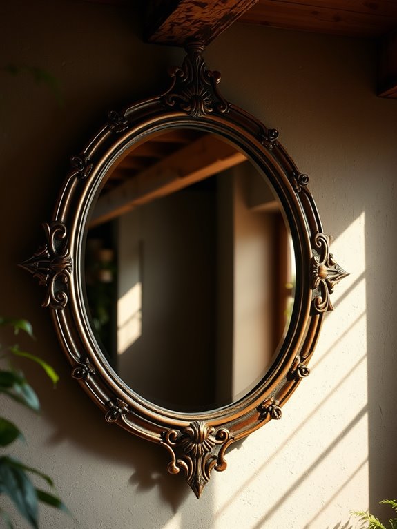 rustic mirror with copper frame