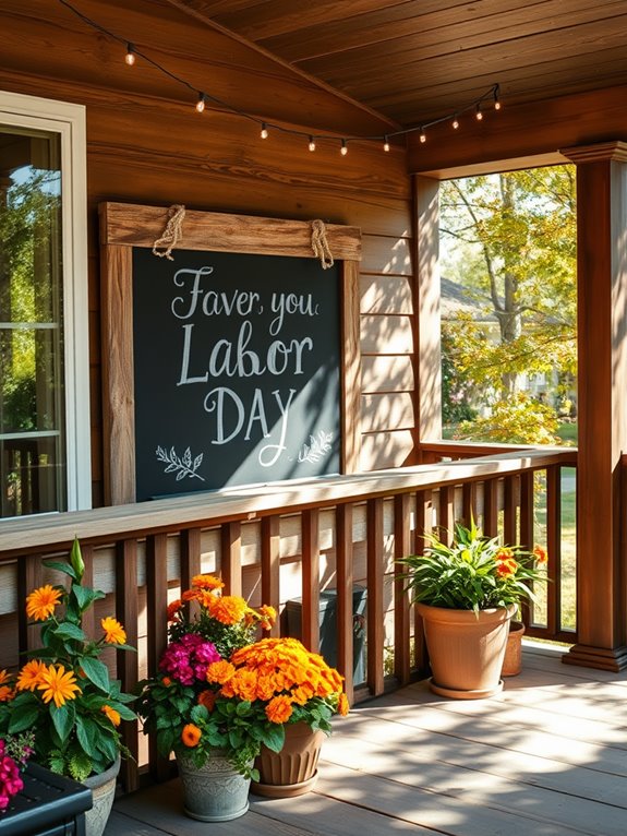 seasonal messages on chalkboard