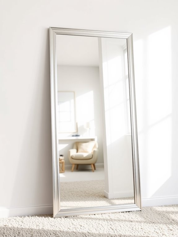 silver framed full length mirror