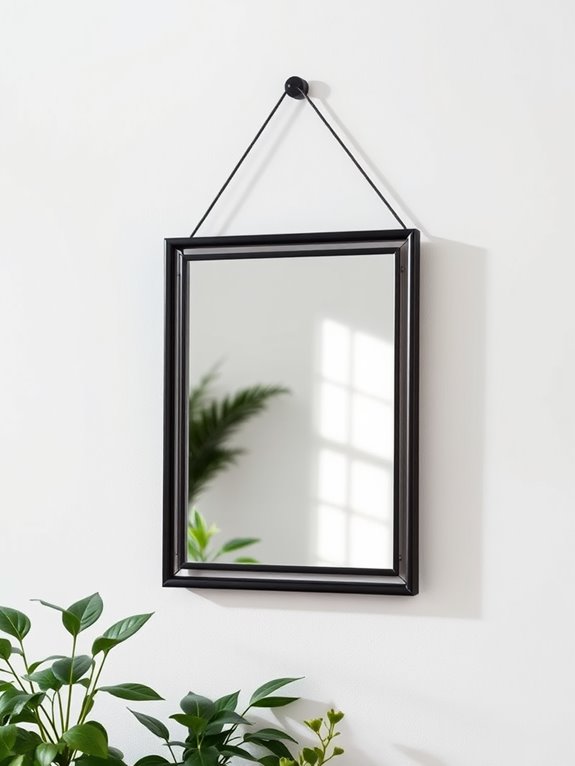 sleek black metal mirror