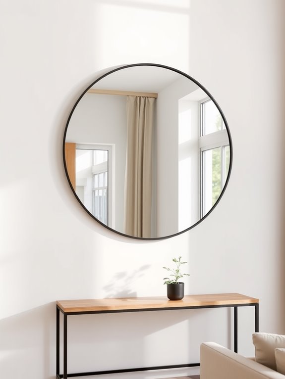 sleek contemporary circular mirror