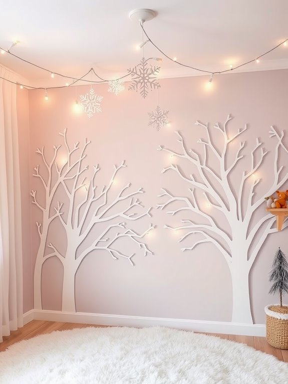 snow covered tree outlines