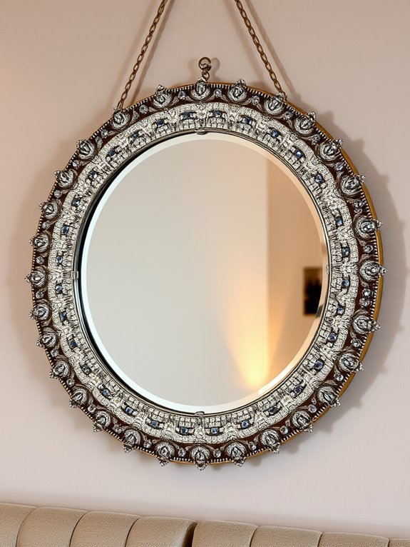 sparkling decorative round mirror