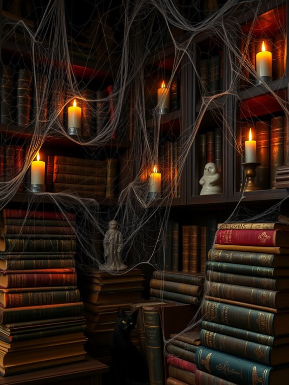 spooky cobweb aesthetic shelves
