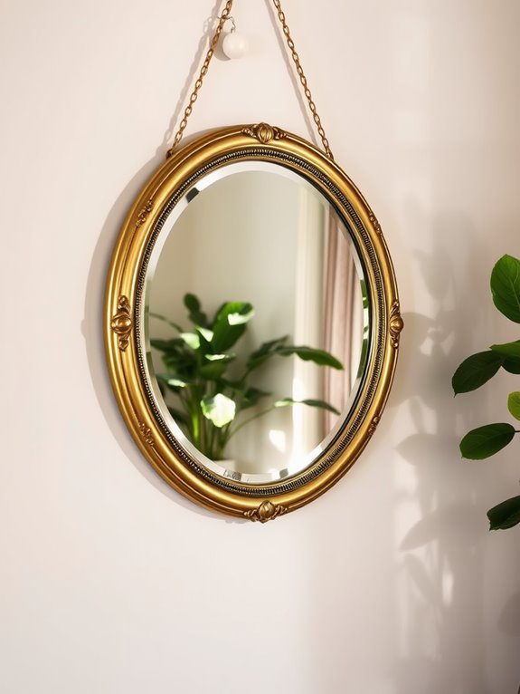 stylish circular gold mirror