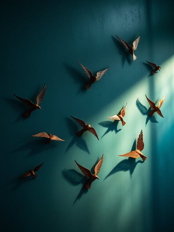 stylish metallic bird shapes