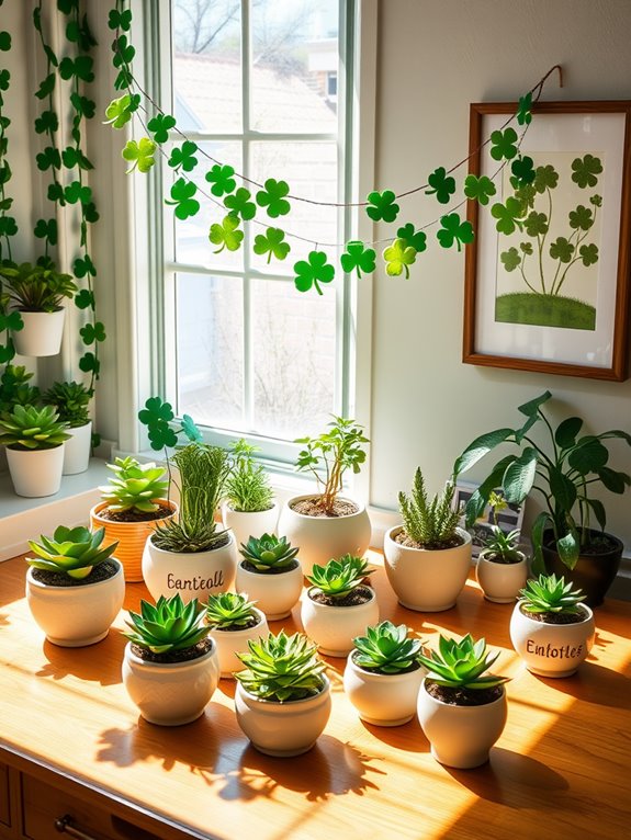 succulent planters in green