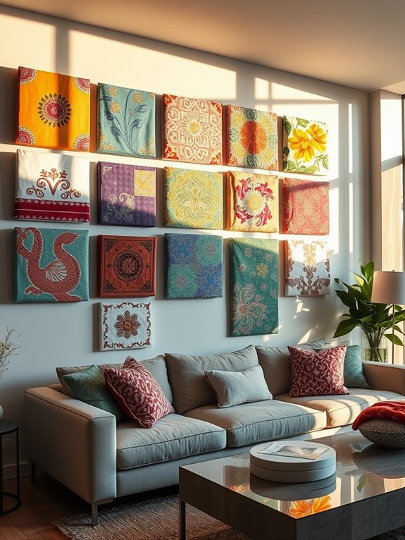 textile art on canvas