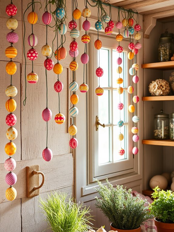 vibrant decorative egg strings