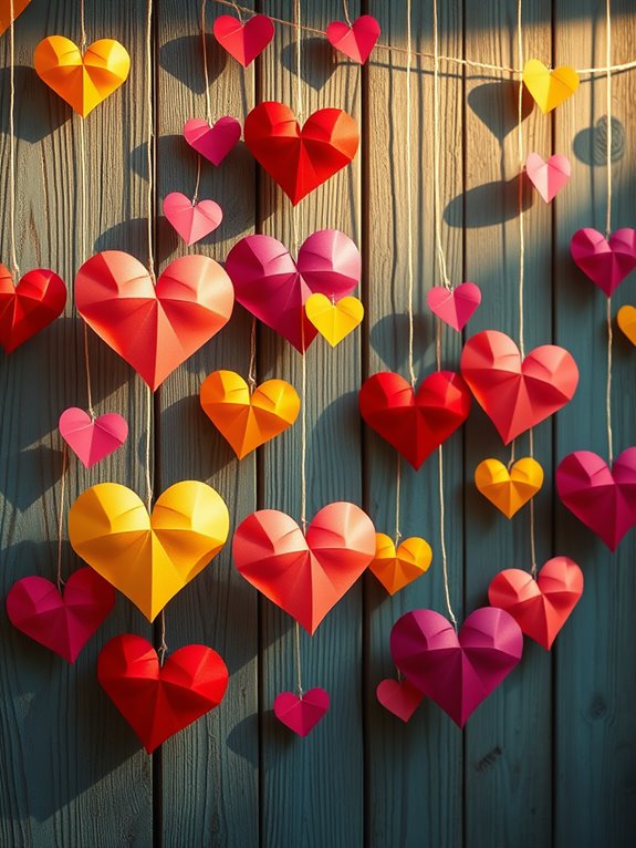 vibrant decorative paper hearts