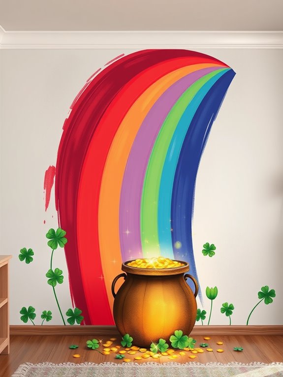 vibrant murals of rainbows