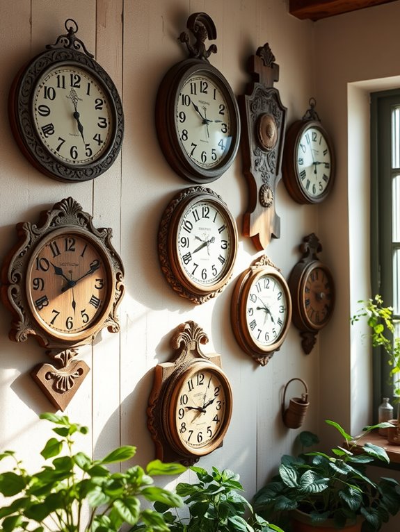 vintage botanical wall clocks