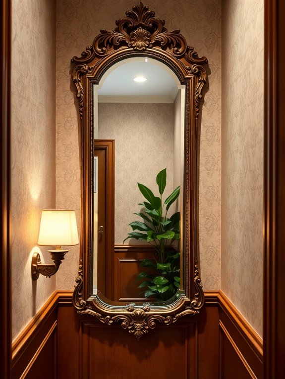 vintage mirror frame installation
