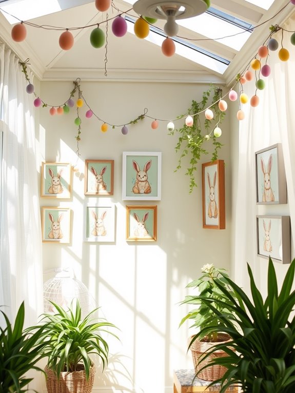 whimsical bunny art display